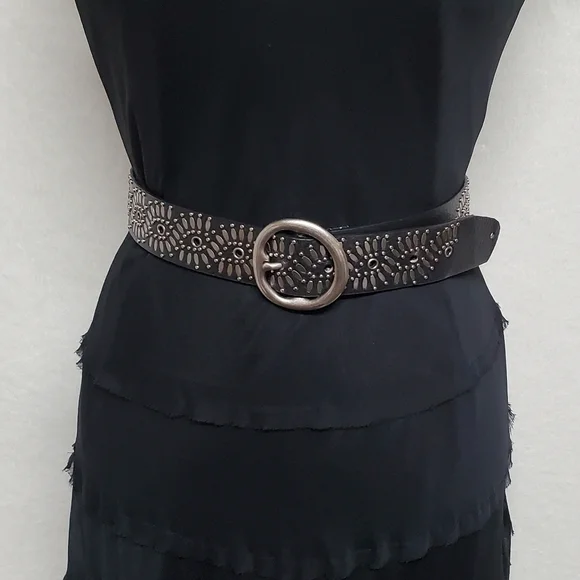 𝅺VINTAGE Jones Wear Black Chiffon Sleeveless Tiered Ruffle Full Skirt Midi Dres - Picture 6 of 15